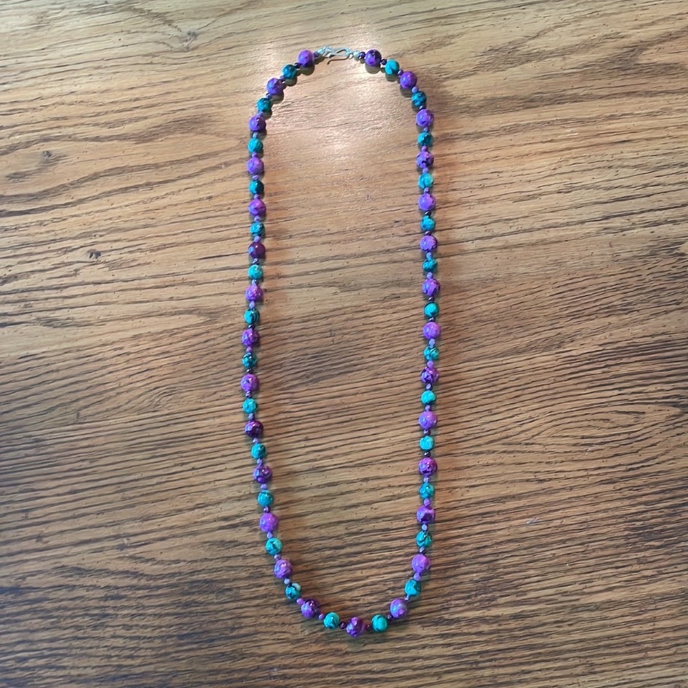 Jay King Purple and Green Plume Stone Beaded 36” Necklace - Picture 3 of 6